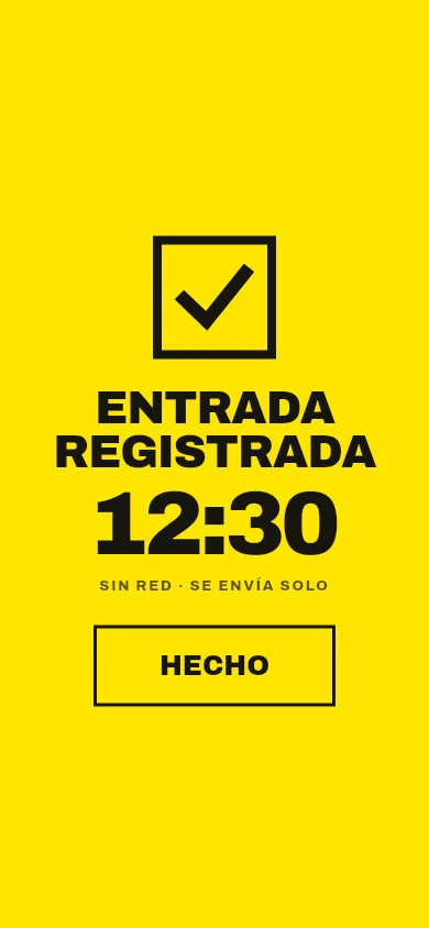 Tajo — clock-in recorded offline: it sends itself (Spanish interface)